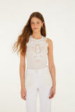 Off-White Lace Sleeveless Blouse