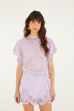 Lilac Lace Ruffled Blouse