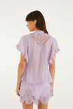 Lilac Lace Ruffled Blouse
