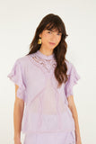 Lilac Lace Ruffled Blouse