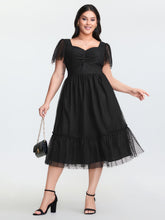 Sheer Sweetheart Ruched Bodice Midi Dress