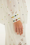 Off-White Embroidered Beads Long Sleeve Blouse