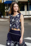 Blue Flowers Richelieu Crop Top