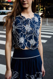 Blue Flowers Richelieu Crop Top