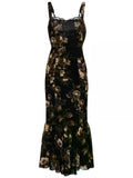 Reformation Irisa Floral Print Midi Dress in Black
