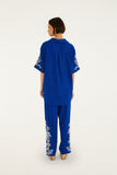 Blue Romantic Embroidered Pants