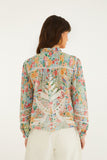 Multicolor Rendeira Cutwork Long Sleeve Blouse