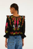 Black Mujeres Y Flores Embroidered Richelieu Blouse
