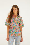 Off-White Peasant Floral Butterflies Blouse