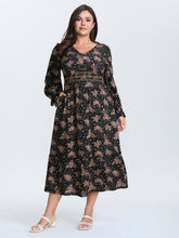 Floral Print Triangular Waist Midi Dress