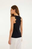 Black Lace Organic Cotton Sleeveless Blouse