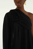 Black Rose One Shoulder Blouse