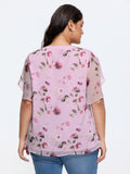 Sweet Floral Print Petal Sleeve Blouse
