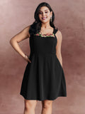 Floral Embroidered Neckline Built-in Bottoms Mini Dress