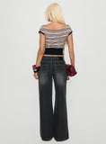Ramos Low Rise Wide Leg Denim Jeans Dark Grey Wash