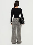 Serenitia Mid Rise Relaxed Jeans Washed Grey