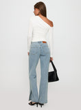 White Mustang Mid Rise Straight Leg Jean Light Blue