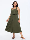 Supersoft Lace Straps Layered Midi Dress