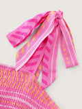 Supersoft Sweet Striped Print Shoulder-Tie Maxi Dress