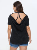Cotton Textured Backless Ties Plain Knit Top