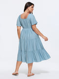 Sweetheart Drawstring Pocket Tiered Dress