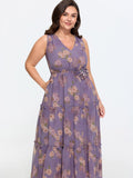 Floral Print Ruffled Edge Tiered Maxi Dress