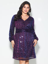 Shimmery Pleated-Waist Pockets Knee-Length Dress