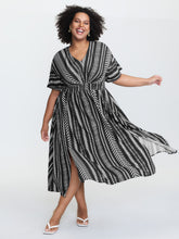 Solid Geometric Dolman Sleeve Pocket Shirred Split Hem Dress
