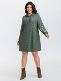 Floral Embroidered Sleeve Hooded Mini Dress