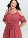Off-Shoulder Waist Tie Mini Dress