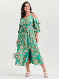 Breezy Floral Ruffled Hem Midi Dress