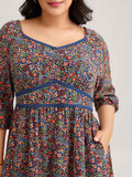 Ditsy Floral Woven Ribbon Maxi Dress