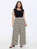 Geometric Print Pull-On Wide-Leg Pants