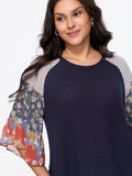 Floral Patchwork Print Waffle Knit T-Shirt