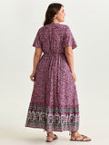 Supersoft Floral Color Contrast Print Maxi Dress