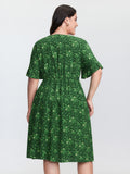 Four Leaf Clover Print Button Mini Dress