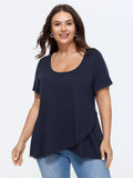 Supersoft Overlap Hem Plain T-Shirt