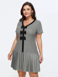 Color Contrast Bow-Front Mini Dress