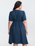 Floral Embroidered Neckline Textured Mini Dress