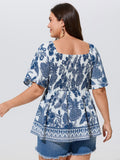 Floral Print Shirred Front Blouse
