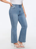 Stretchy Vintage Wash Floral Embroidery Bootcut Jeans