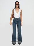 Florida Keys Mid Rise Straight Leg Cuffed Jeans Mid Blue