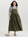 Adjustable Oversized Tiered Overall Maxi Dress