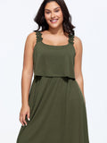 Supersoft Lace Straps Layered Midi Dress