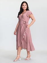 Polka Dot Ruffled Hem Waist Tie Midi Dress