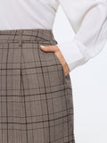 Plaid Print Wide-Leg Pants