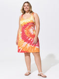 Stretchy Tie-Dye Effect Sleeveless Mini Knit Dress