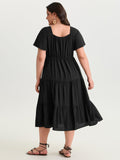Sweetheart Drawstring Pocket Tiered Dress