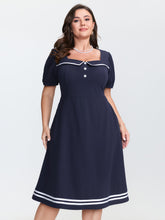 Retro Nautical Detail Color Contrast Mini Dress
