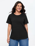 Cotton Stretchy Cut-Out Back Plain Knit Top